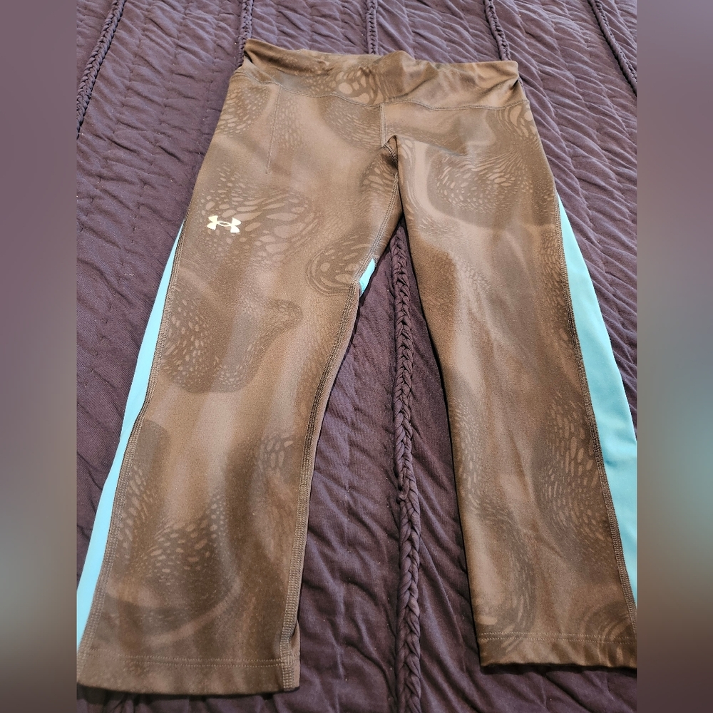 Under Armour Brown Leggings with Blue Accents